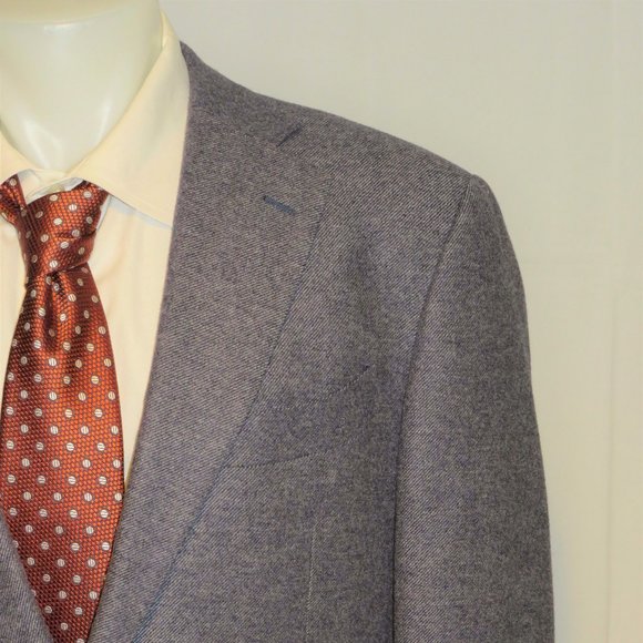 Suitsupply Ormezzano Gray Grosgrain Flannel Weight Two Button Sport Coat 44L